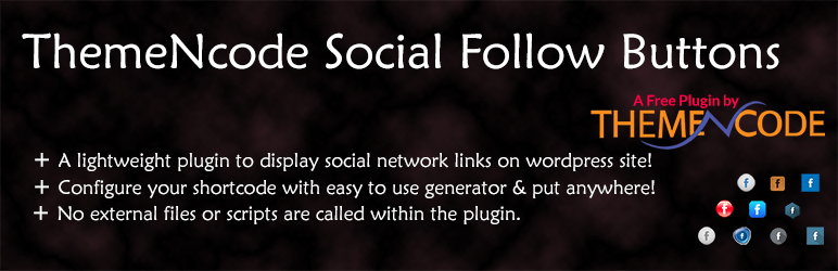 WordPress Social Follow Buttons Demo by ThemeNCode