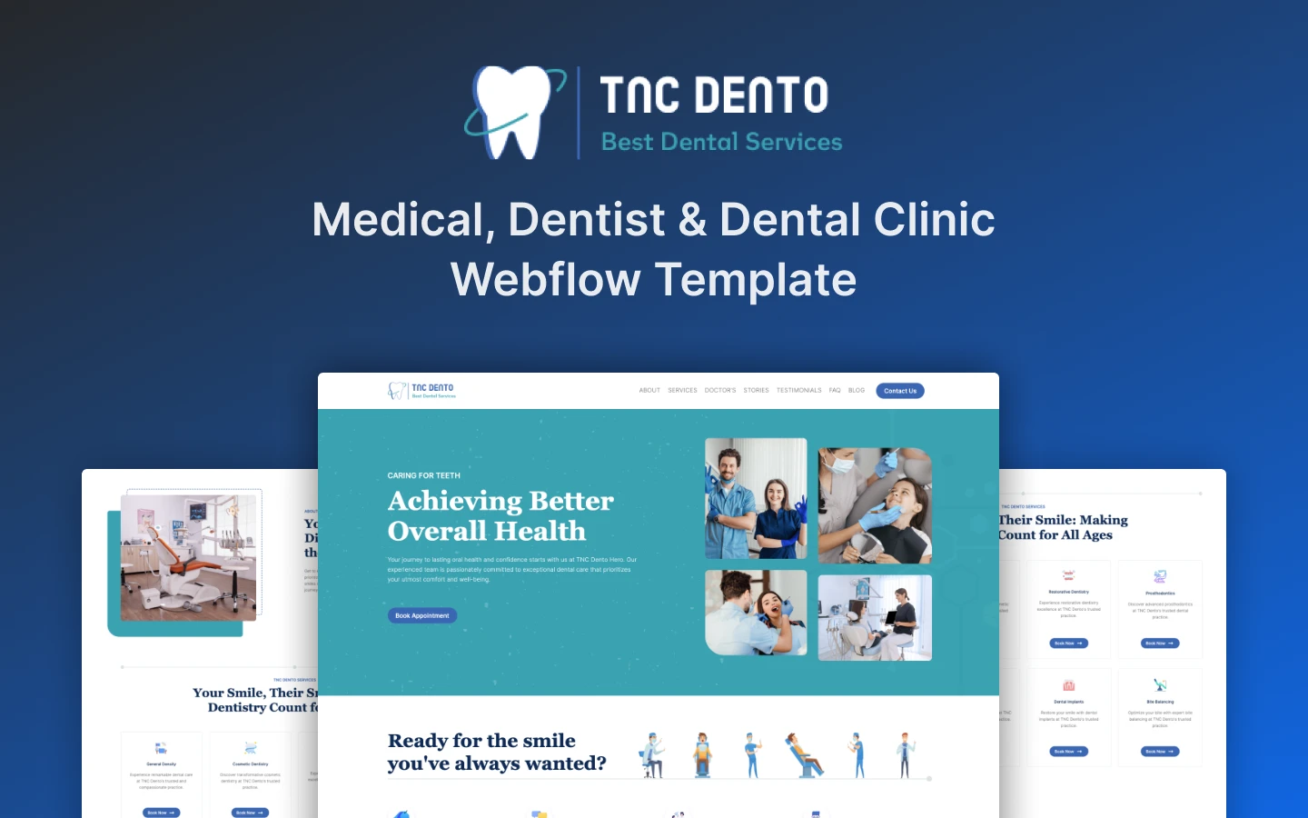 TNC Dento – New Webflow Dentist Template with Preview video