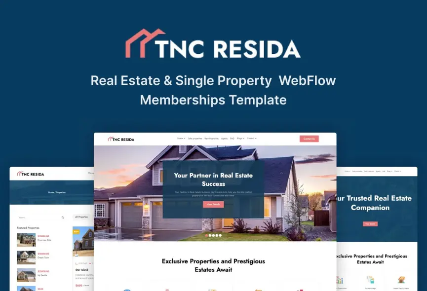 TNC Resida – New Webflow Real Estate Template (With Video)