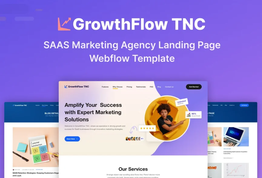 GrowthFlow TNC – New Webflow Agency Template with Preview video