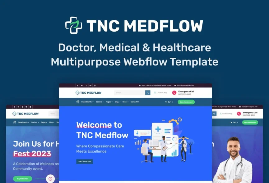 TNC MedFlow CMS – New Webflow Hospital Template