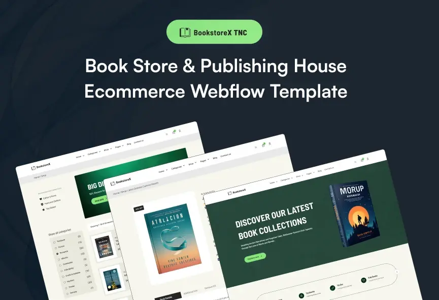 BookstoreX TNC – New Webflow Book & Publisher Store Template