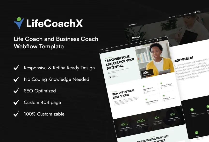 LifeCoachX – New Webflow Consulting & Coaching Template