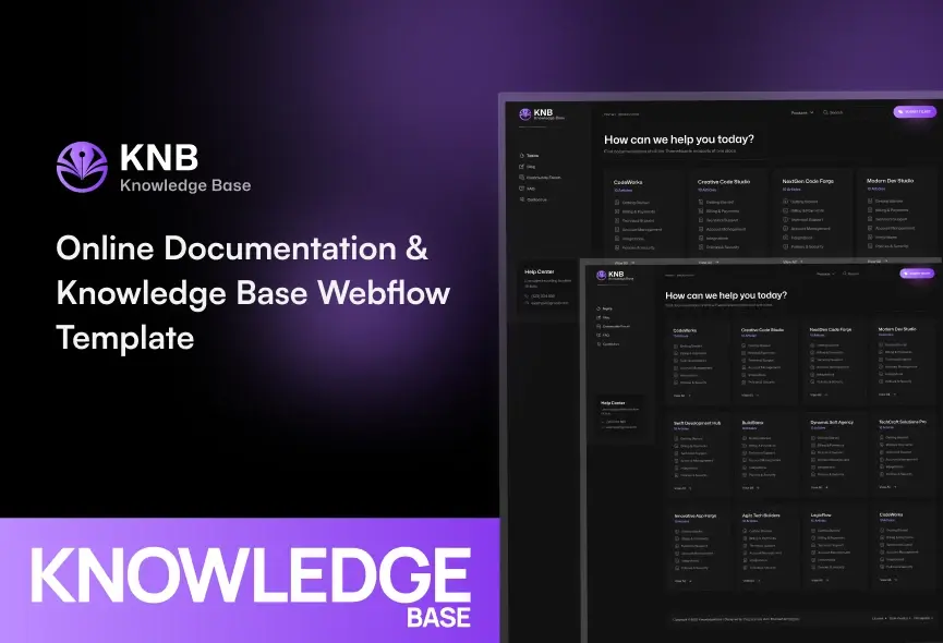 KnowledgeBase – New Webflow Documentation Website Template